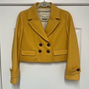 Anthropologie Cartonnier | Luisa Yellow Cropped Double Breasted Peacoat